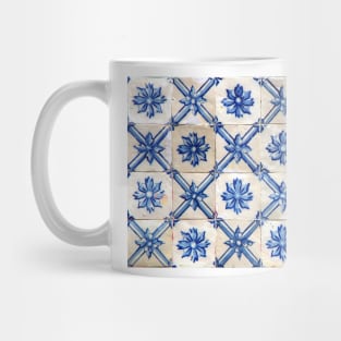 Portuguese tiles. Blue flowers and trellis Mug